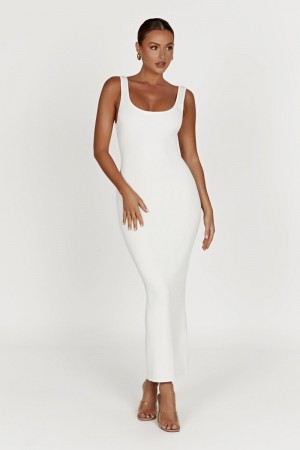 Women's Meshki Hadley Backless Knit Maxi Dress White USA | H7N-9476