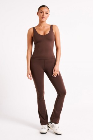 Women's Meshki Nadine Yoga Tops Dark Chocolate USA | C2U-9106