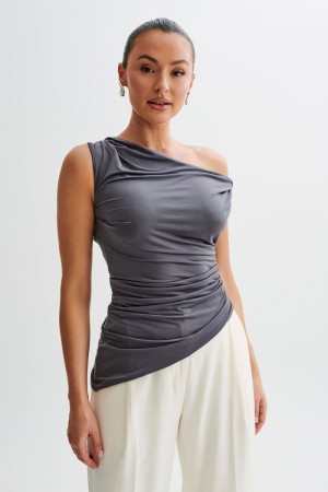 Women's Meshki Prianyka Slinky Sleeveless Tops Deep Grey USA | W3G-5360