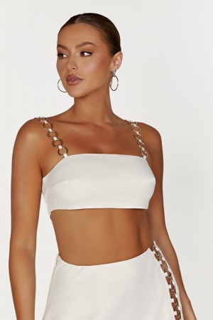 Women's Meshki Pyper Ring Crop Tops Beige USA | N2J-3080