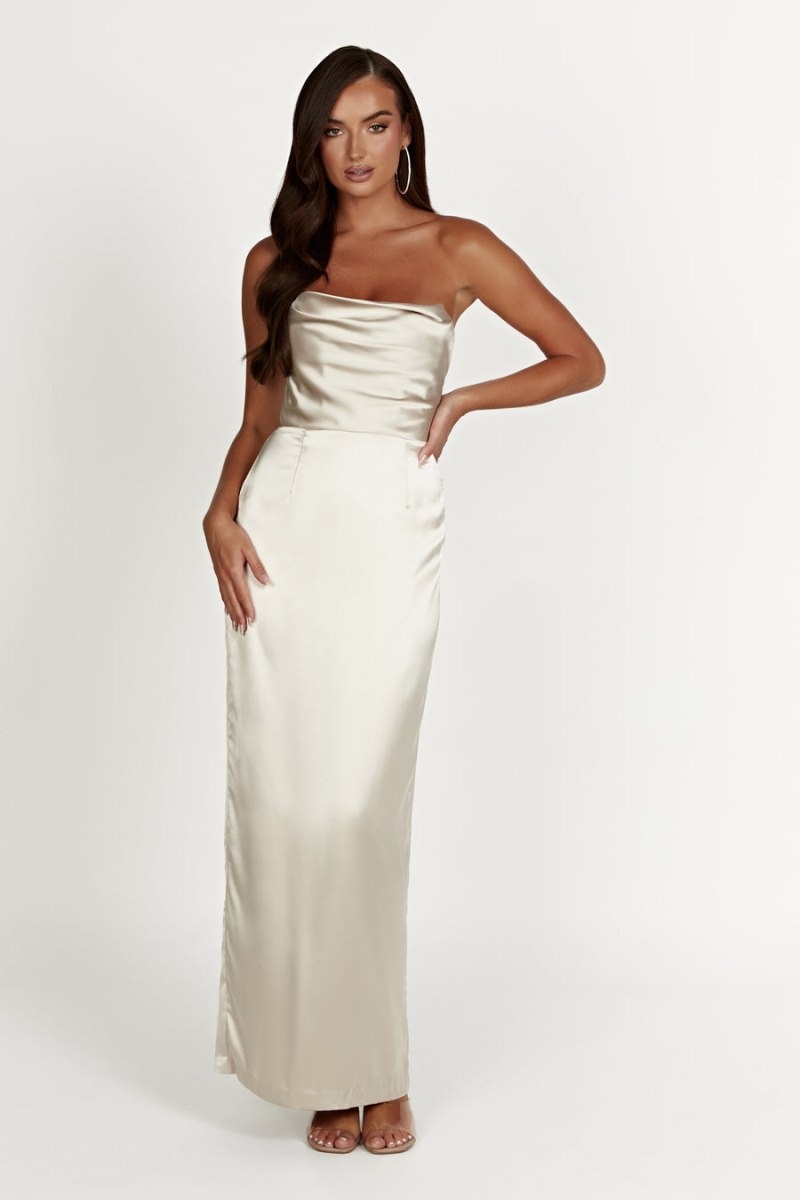 Women's Meshki Alanis Strapless Maxi Dress Beige USA | J6D-4451