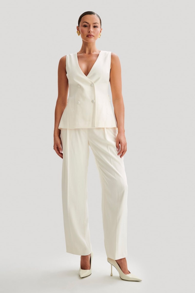 Women's Meshki Amelie Suiting Straight Leg Pants White USA | H8B-9197