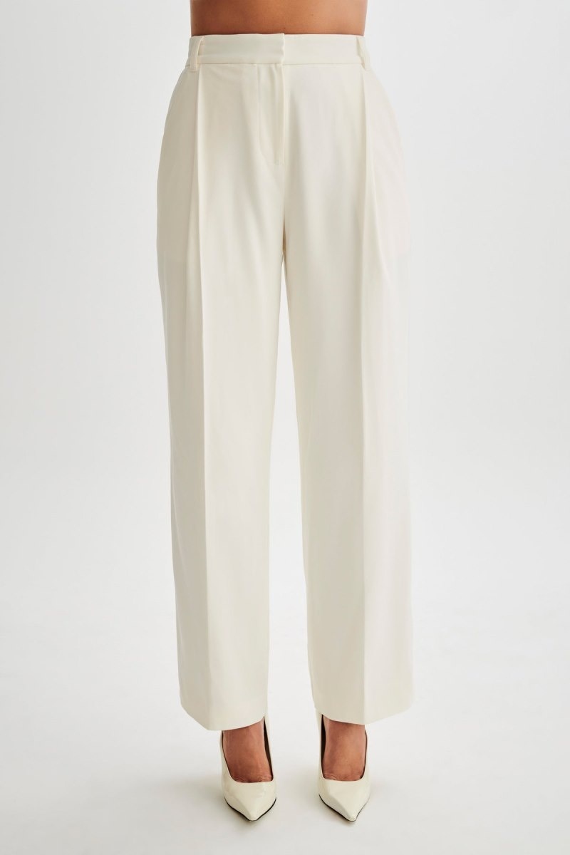 Women\'s Meshki Amelie Suiting Straight Leg Pants White USA | H8B-9197