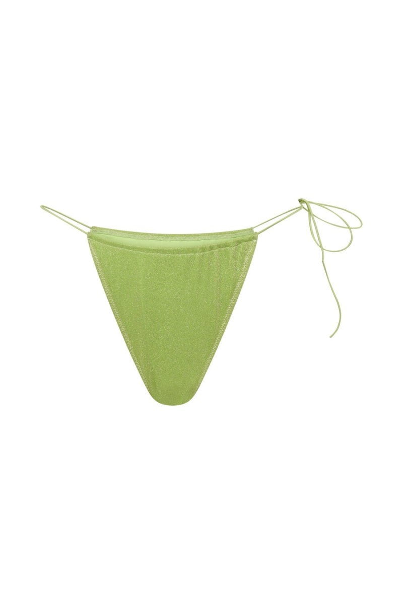 Women's Meshki Andie Ruched String Side Bikini Brief Bikinis Lime USA | S3H-4935