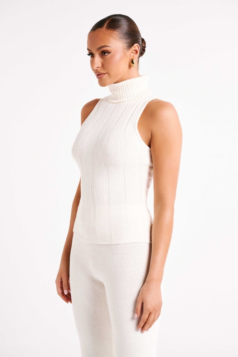 Women's Meshki Angelina Ribbed Turtleneck Jumper White USA | Y5Z-8554