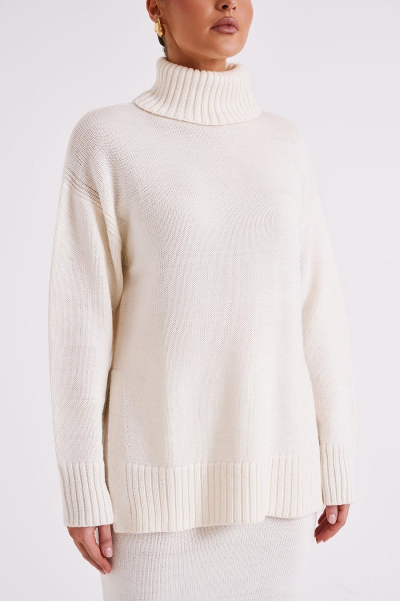 Women's Meshki Brittany High Neck Knit Jumper White USA | U1Q-0253