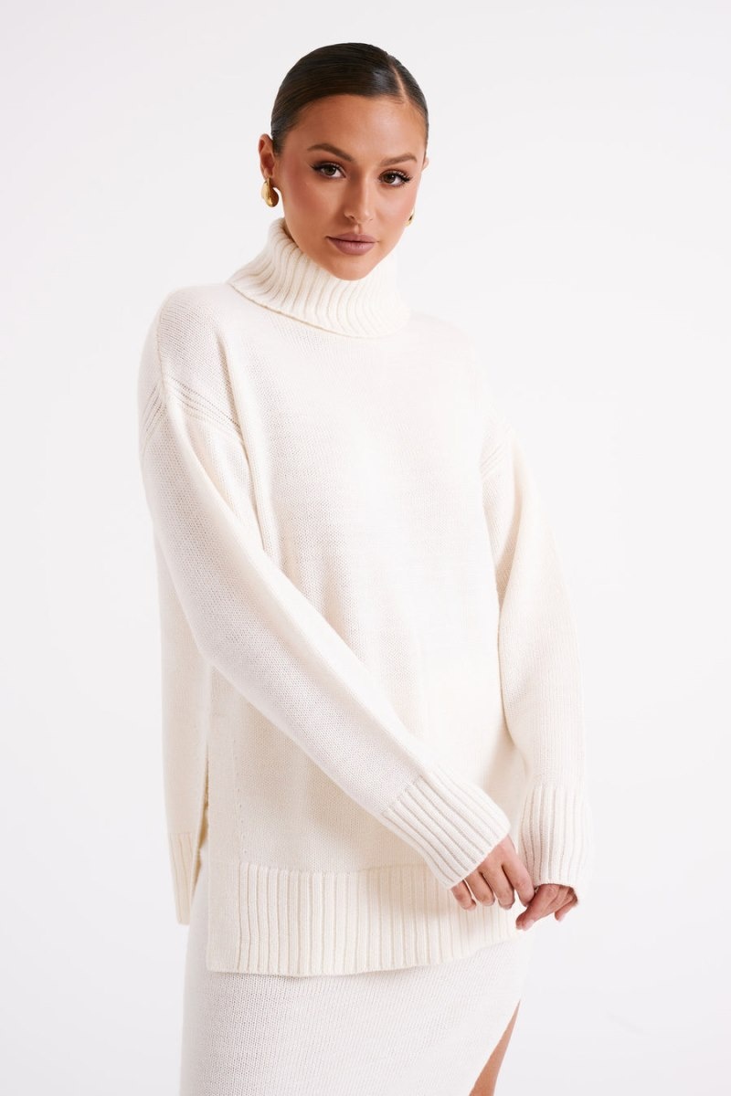 Women's Meshki Brittany High Neck Knit Jumper White USA | U1Q-0253