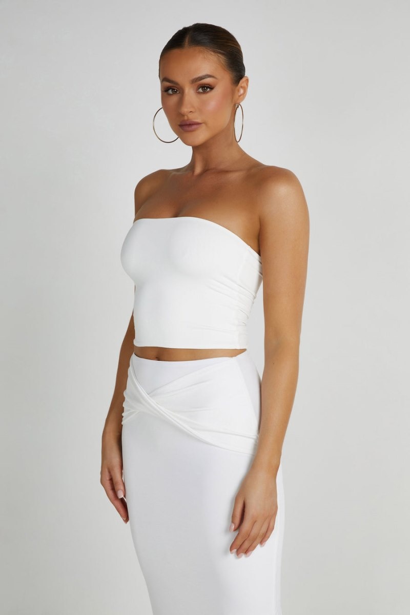 Women's Meshki Dakota Tube Tops White USA | O4I-1125