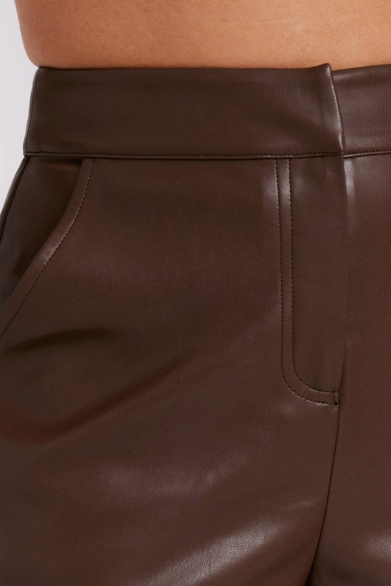 Women's Meshki Ingrid Faux Leather Shorts Dark Brown USA | I3P-1443