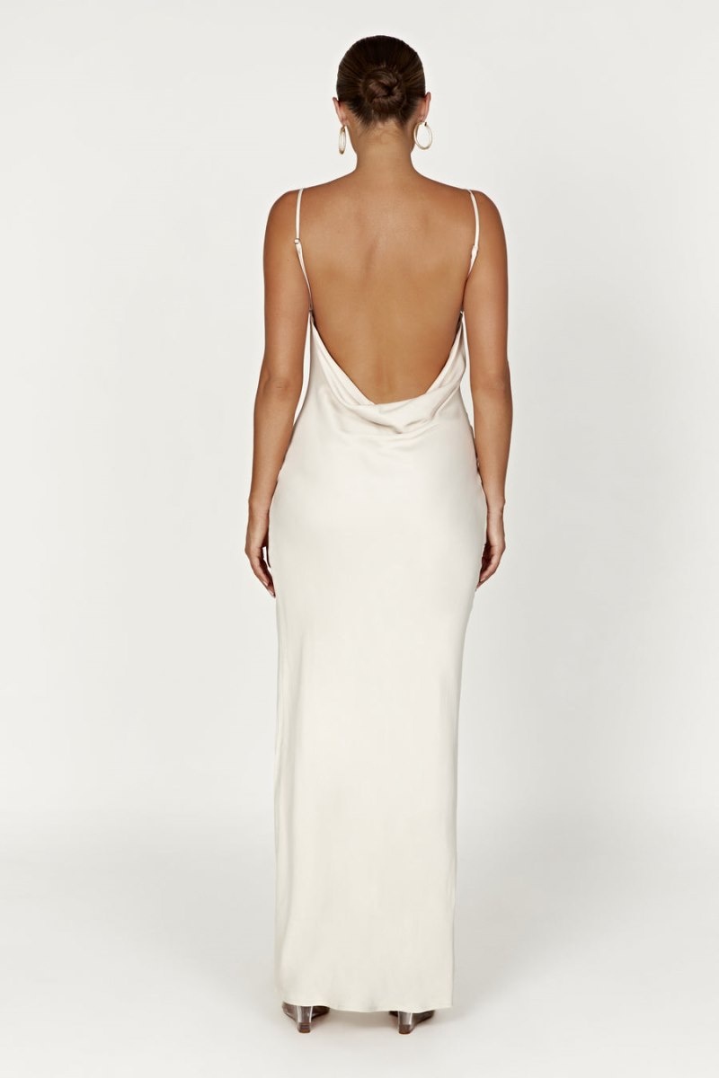 Women's Meshki Jade Cowl Neck Backless Maxi Dress Cream USA | Y1Z-5865