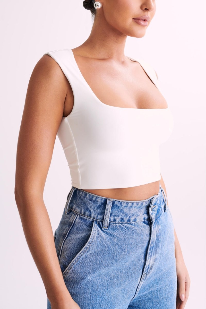 Women's Meshki Linley Recycled Nylon Cropped Tops White USA | H7B-9347