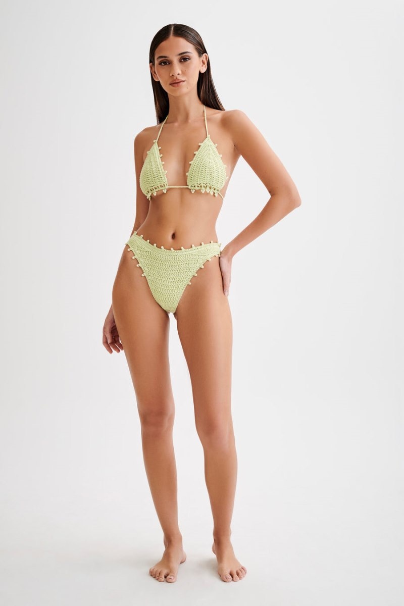 Women's Meshki Sadie Pearl Knit Bikini Bottom Bikinis Green USA | F5Q-8807