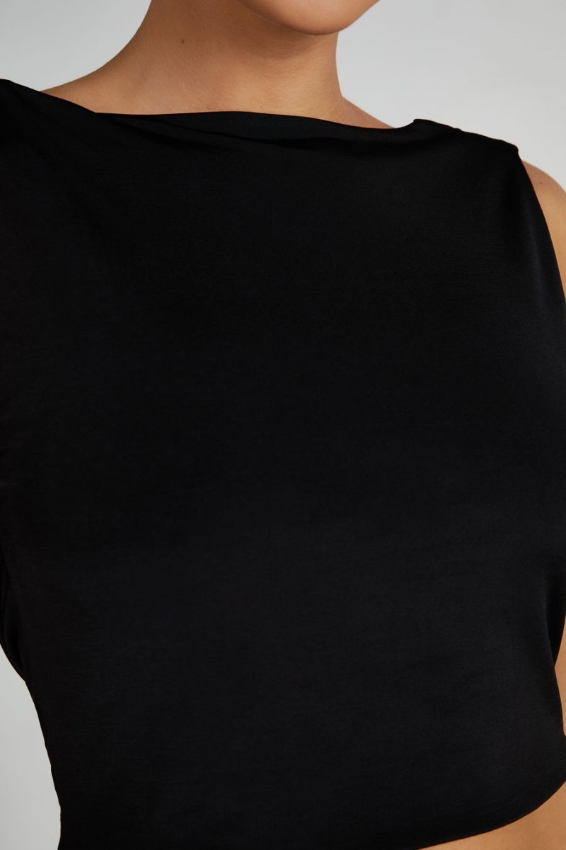 Women's Meshki Suri Slinky Cowl Back Tops Black USA | E3W-5119