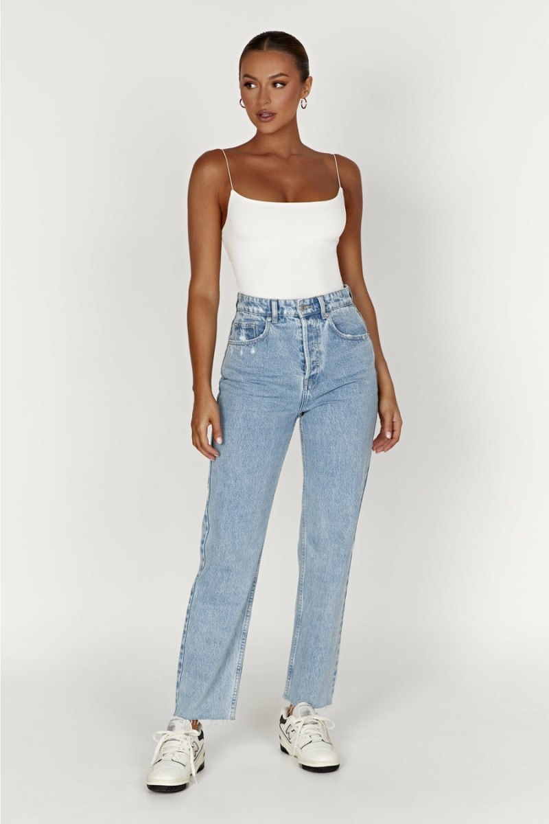 Women's Meshki Tina Mom Jeans Blue USA | P4A-7129