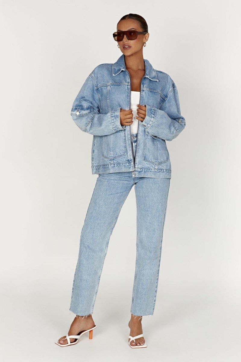 Women's Meshki Tina Mom Jeans Blue USA | P4A-7129