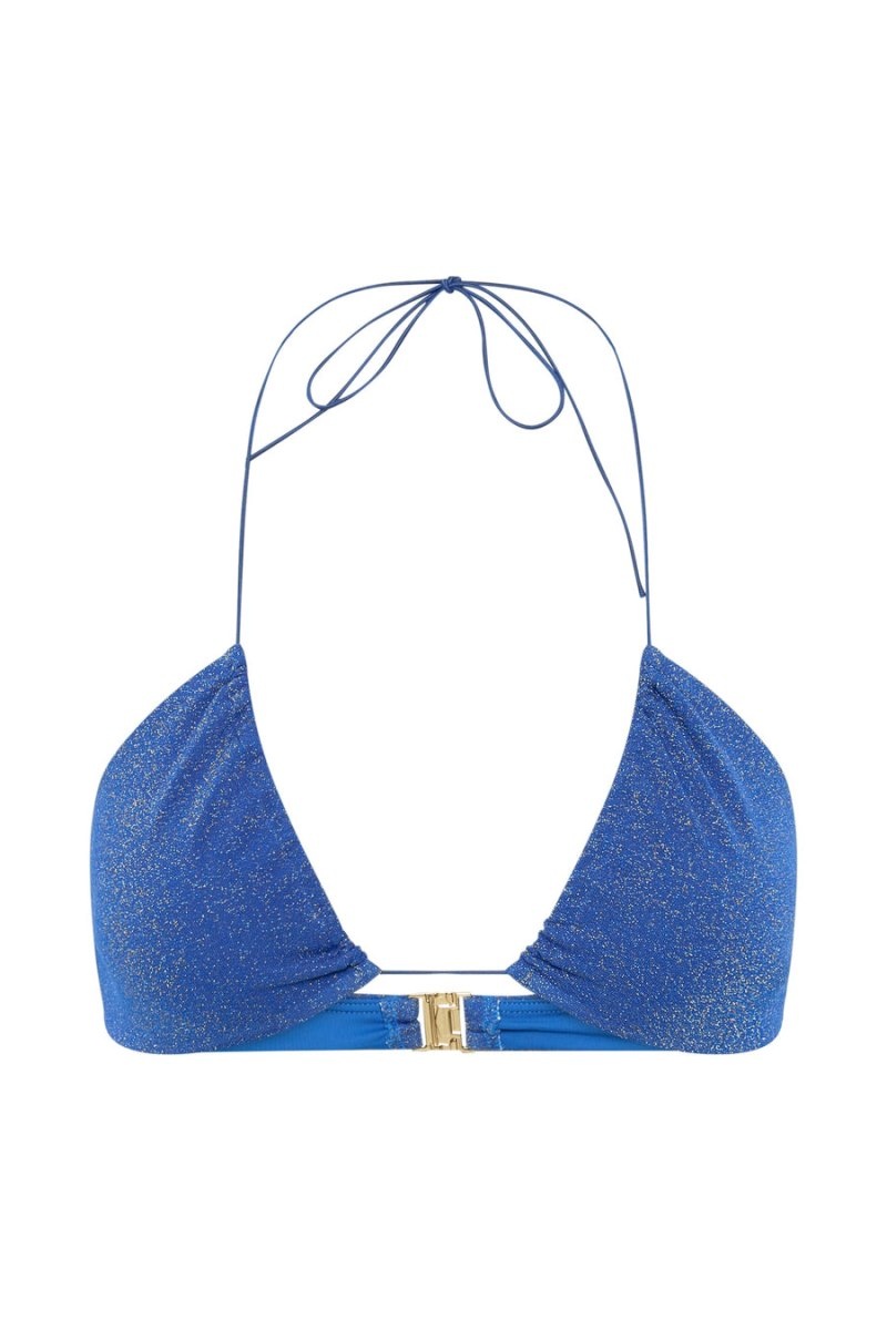 Women's Meshki Willow Ruched Drawstring Bikini Top Bikinis Blue USA | P2Z-9088