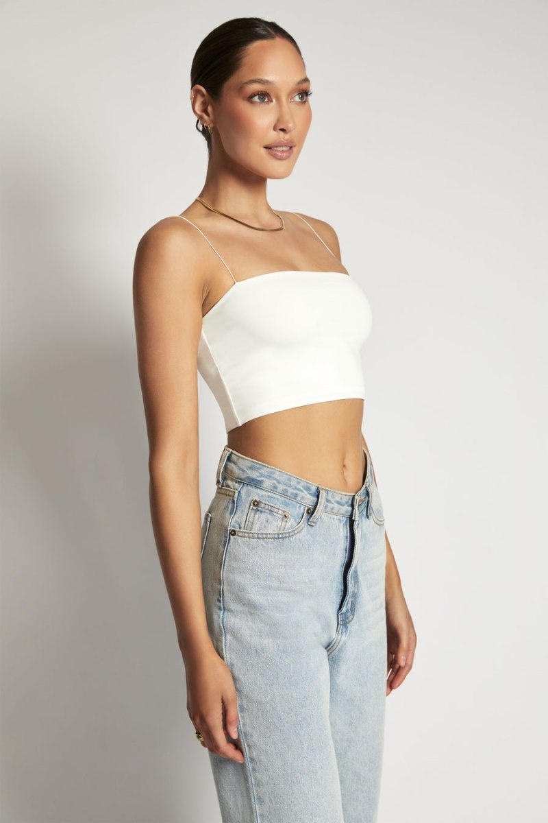 Women's Meshki Yvonne Cami Crop Tops White USA | S9W-9297