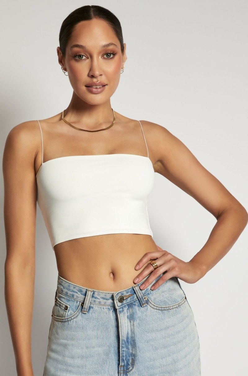 Women\'s Meshki Yvonne Cami Crop Tops White USA | S9W-9297